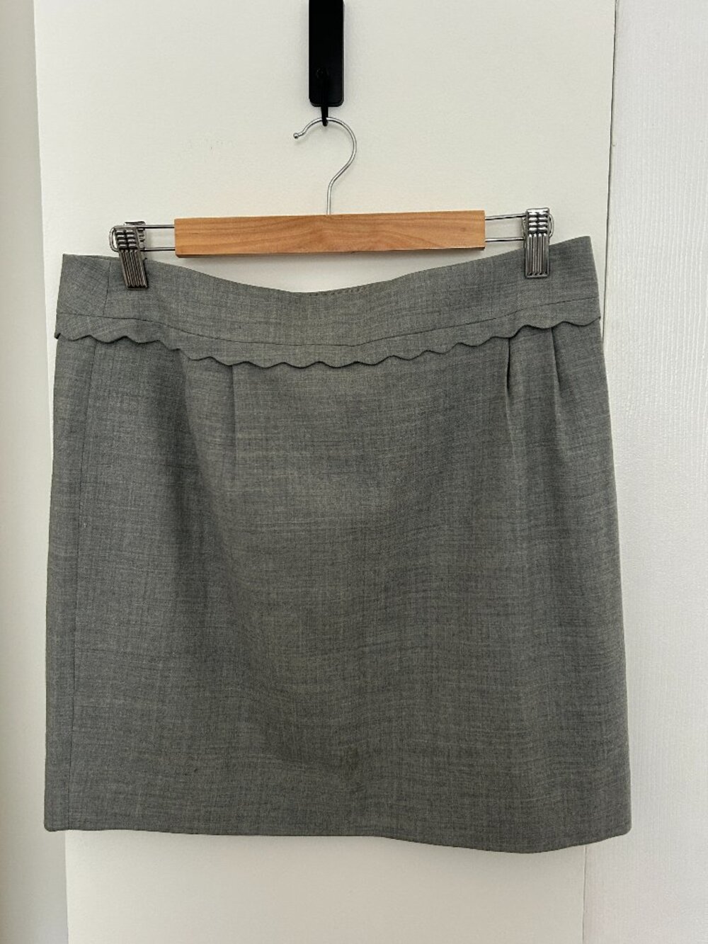 J. Crew Grey Scallop Trim Wool Skirt